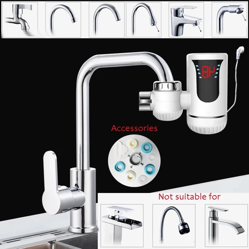 
 220V кухня индикация температуры нагрева воды кран мгновенная подача горячей воды кран Отопление Электрический водонагреватель Faucet  