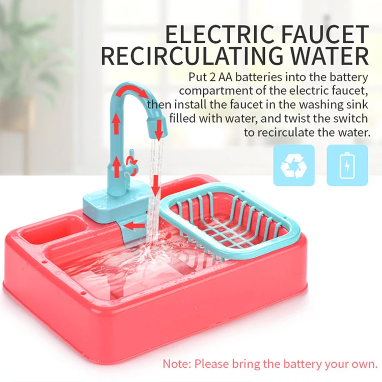 Детская пластиковая электрическая посудомоечная машина, игровой набор для ролевых игр, мытье посуды, рециркуляция воды, детская игрушка для кухонной раковины