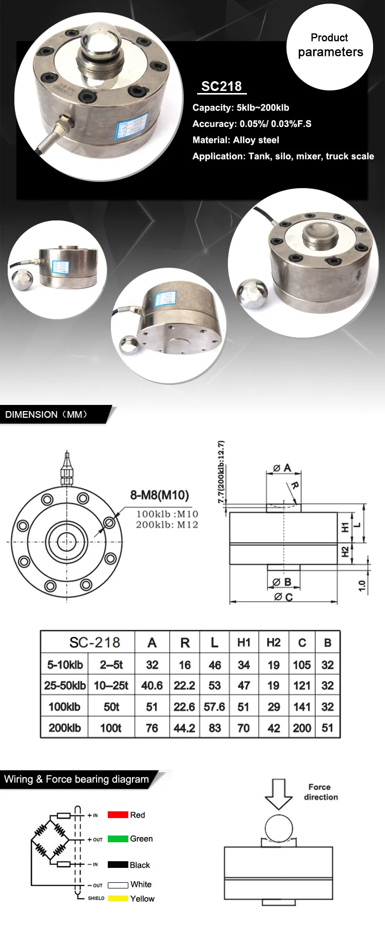 Sc218 Digital Weighing Bridge Load Cell 25 Ton For Truck Scale