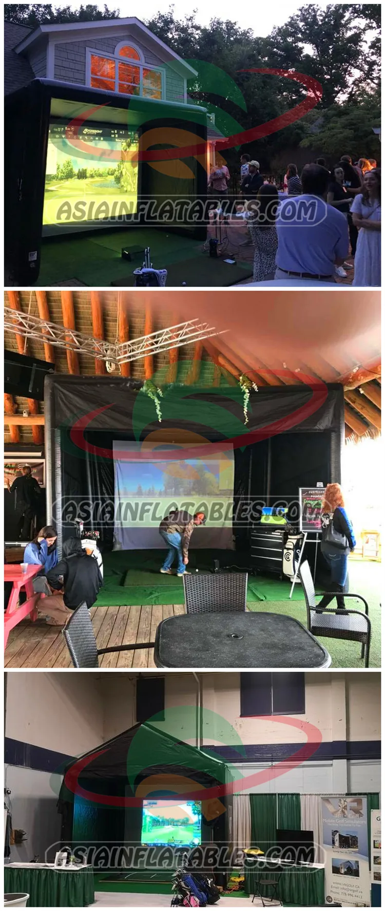 Factory price inflatable golf simulator tent with movie screen , inflatable Golf Simulator Driving Range Tent