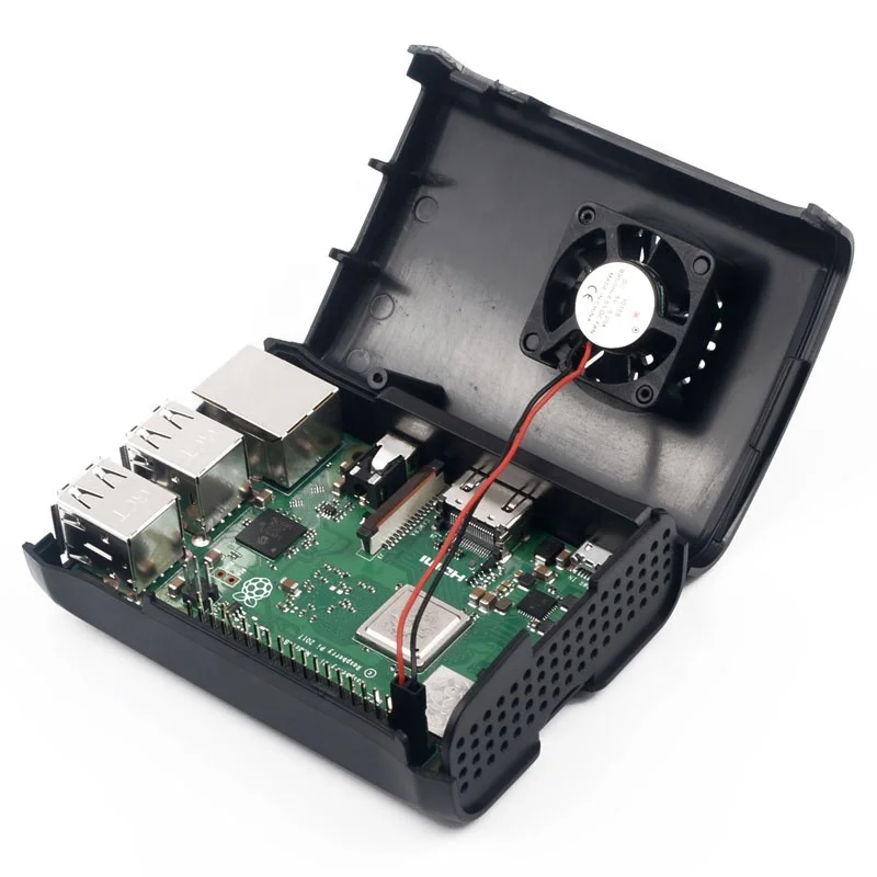 Raspberry Pi 3 черный пластик ABS корпус коробки с Вентилятор охлаждения