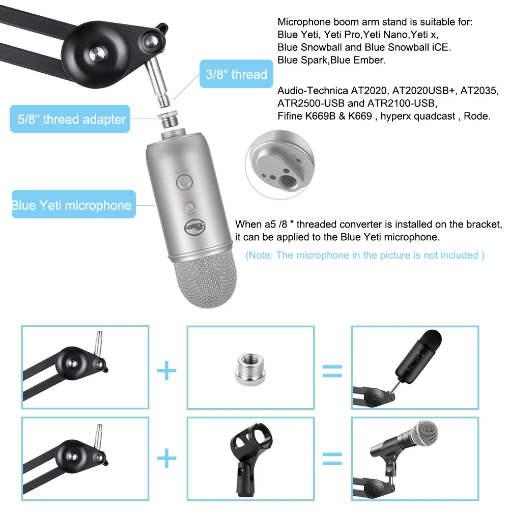 SUT-BM35A профессиональный микрофон Подставка для рук регулируемая подвеска микрофонная стойка с поп-фильтр