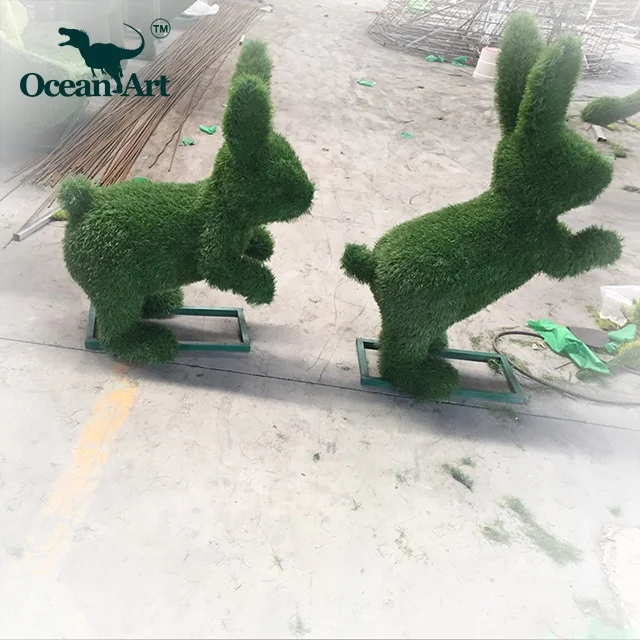 
OA5276 гигантский открытый искусственные подстриженными кролик трава световая скульптура 