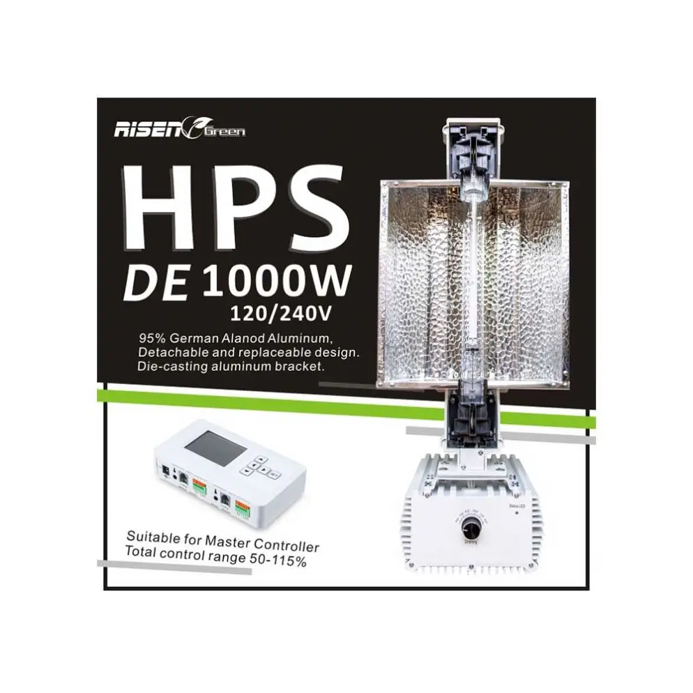 Зеленый гидропонный двухсторонний светильник для выращивания растений 1000 Вт, система DE, 1000 Вт, HPS