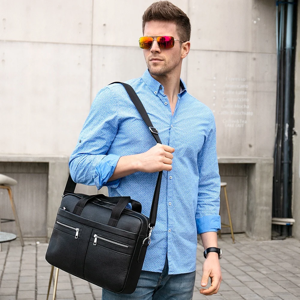 
Дизайнерская деловая водонепроницаемая сумка для ноутбука, мужская сумка кофейного цвета, кожаный портфель с мягкой стороны 