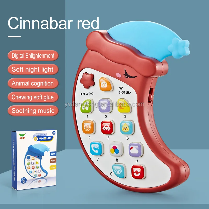 Cross-border children's educational English toys cell phone simulation cartoon moon phone light music toys can bite