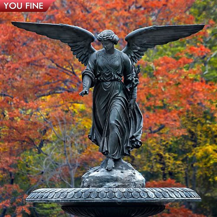
Уличное художественное украшение, большая металлическая скульптура ангела, Античная бронзовая садовая статуя фонтана 