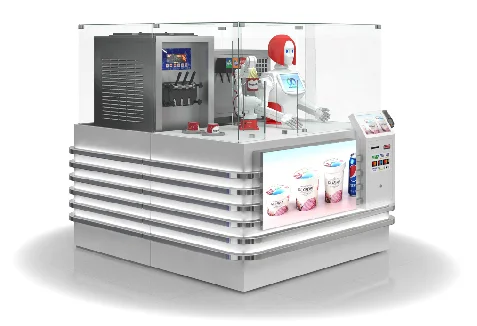 
 Автоматический торговый автомат LEDbow AI для мороженого и напитков с Роботизированной рукой  