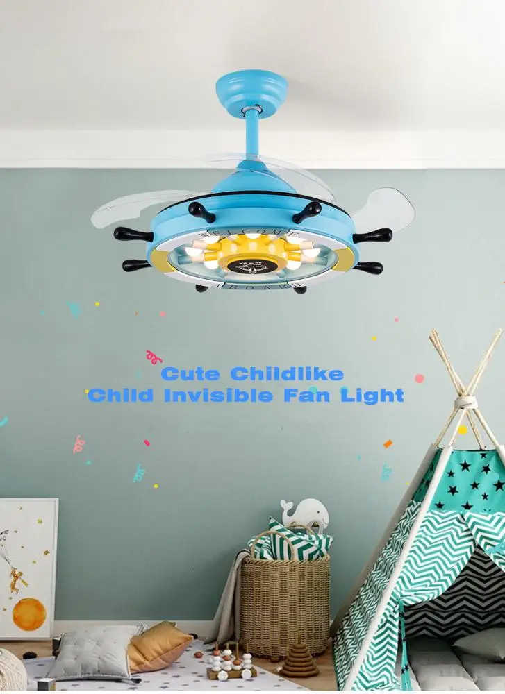 
 Легкий выдвижной потолочный вентилятор со светодиодными лампами, металлический потолочный вентилятор с лампами для детей  