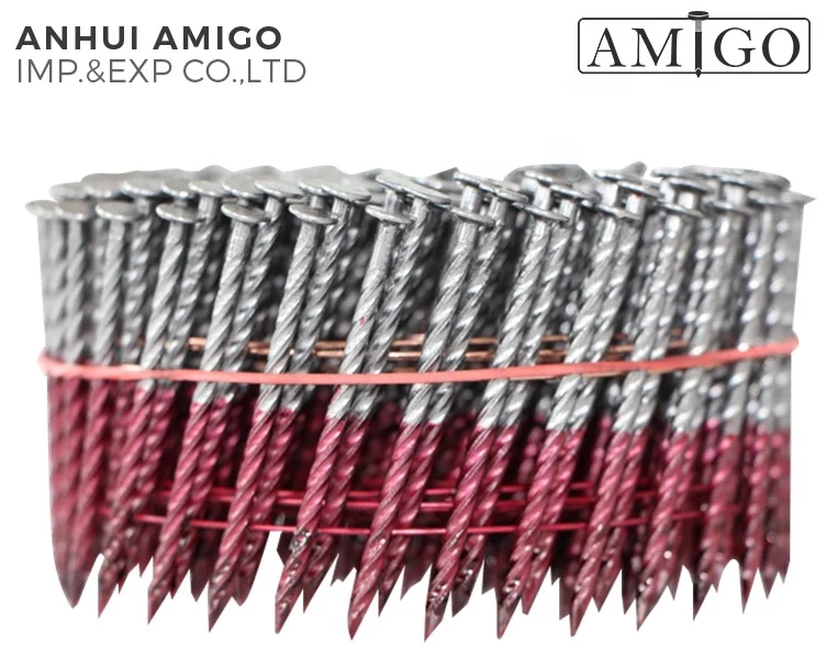 7COIL NAILS TWISTED SHANK HALF RED COATED