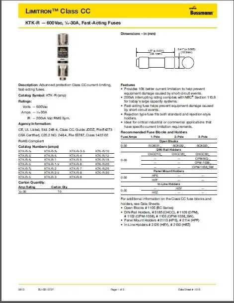 New and original Limitron 10*38 fuses 12A 600V fuse Class CC KTK-R-12