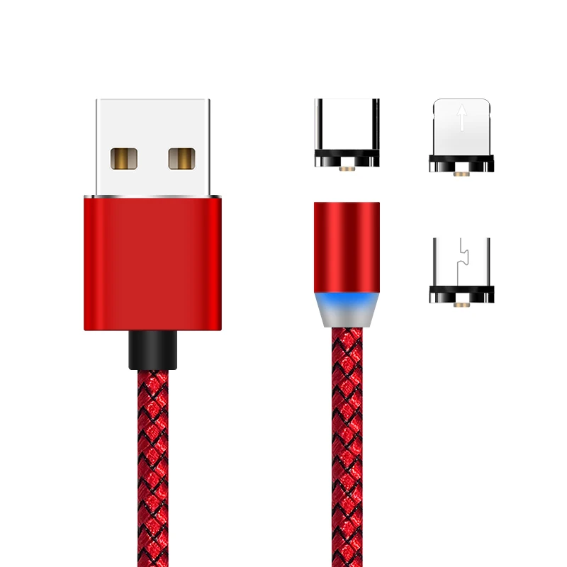 3 in 1 magnetic micro usb 2.4A fast charging nylon braided cable logo customized 100cm 3in1 usb c type-c cable for iphone 7