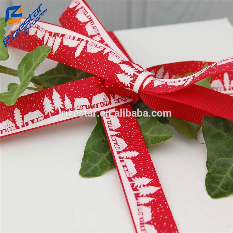 
Оптовая продажа, роскошная корсажная лента из полиэстера с принтом рождественской елки, рождественские украшения, рождественские ленты 