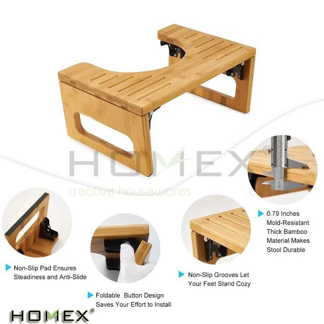 Бамбуковый стул для ванной комнаты, регулируемый бамбуковый портативный приседаемый горшок для дегации