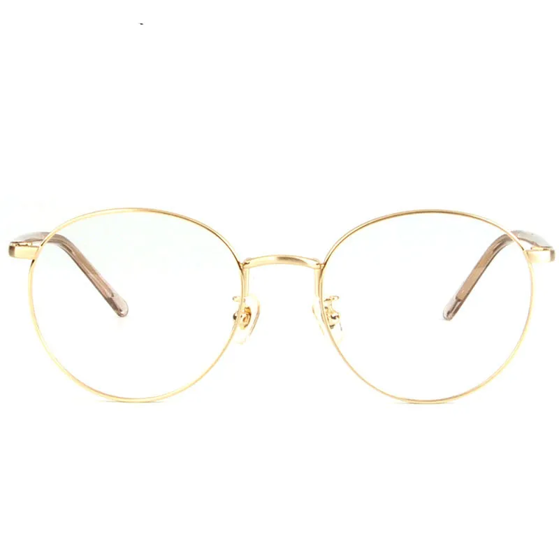Качественные очки с круглой металлической оправой, полная оправа, готовые Золотые Ретро очки для близорукости, очки с золотой оправой