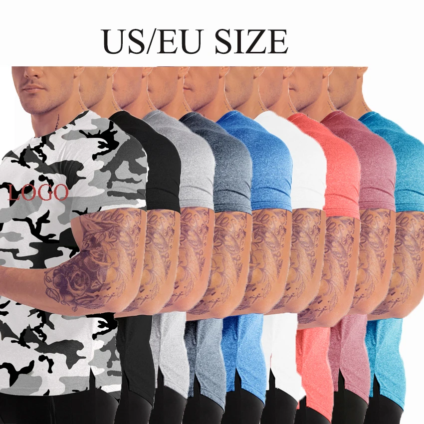 2021 Новое поступление одноцветные мужские облегающие повседневные сублимационные футболки