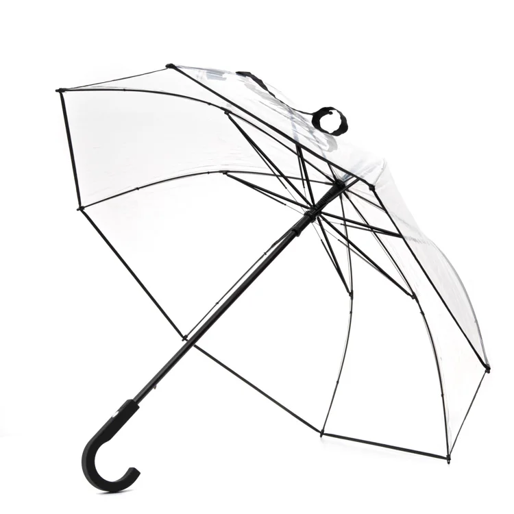 23,5 дюймовый модный Индивидуальный дизайн с высокой клавишей, зеленый ребра и край, материал poe, прозрачный зонт