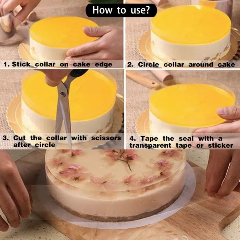 Муссовый воротник для торта, прозрачная охватывающая лента для обмотки краев, для выпечки, рулон для упаковки, «сделай сам», инструменты для украшения тортов