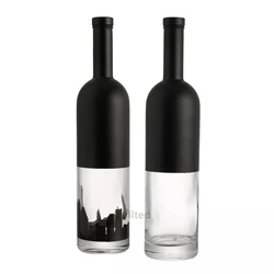 750 мл круглая стеклянная матовая черная пустая бутылка для вина с пробкой