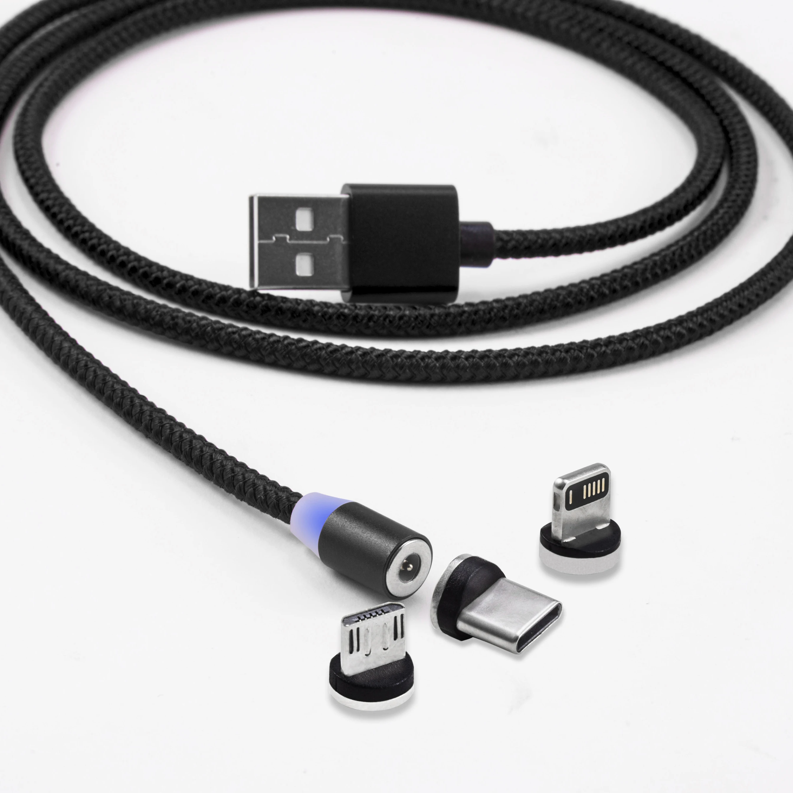 3 in 1 Magnetisches LED Ladekabel 1M Micro USB Typ C for iPad Samsung iPhone Huawei