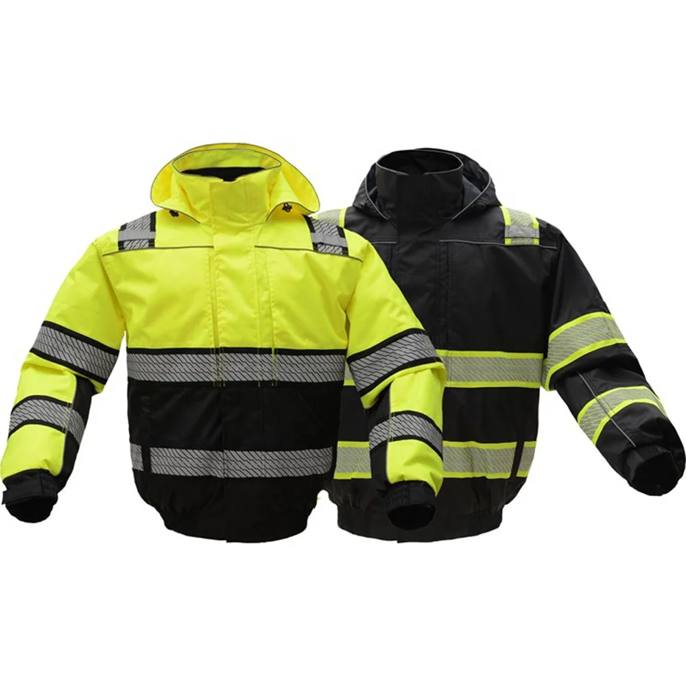 3-в-1 оптовая продажа hi vis безопасная куртка-бомбер желтая куртка для безопасной работы с химическими веществами; Зимняя куртка