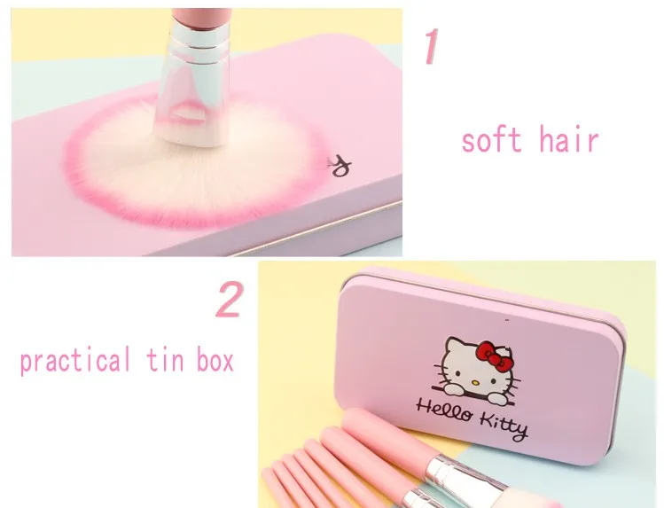 Профессиональный 7 шт. портативный розового цвета с принтом котёнка для младенцев набор кистей для макияжа специально разработан для ухода за лицом, чтобы применить
