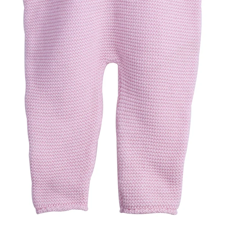 Новейший дизайн розовые вязаные детские брюки из 100% хлопка в рубчик для