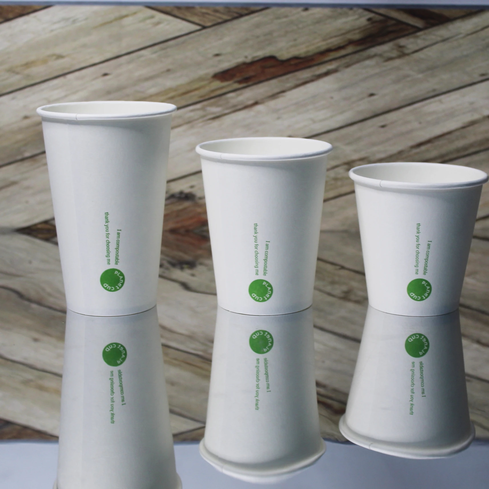 Белая одностенная бумажная чашка Terrax без ПЭ/пла-покрытия