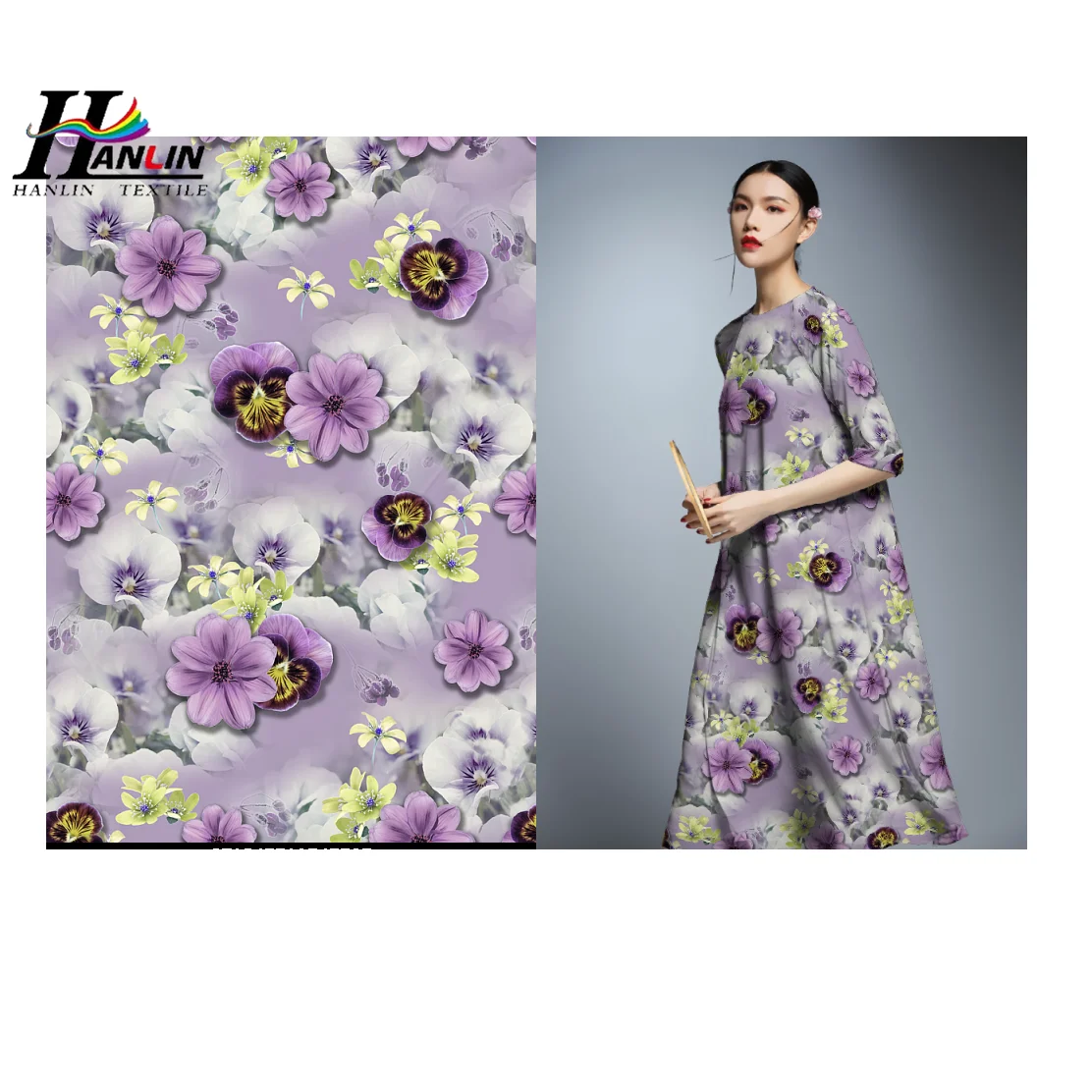 Challis 45S * 45S крученая ткань вискоза Цифровая печатная Ткань Цветочный красивый дизайн для летнего платья готовая ткань