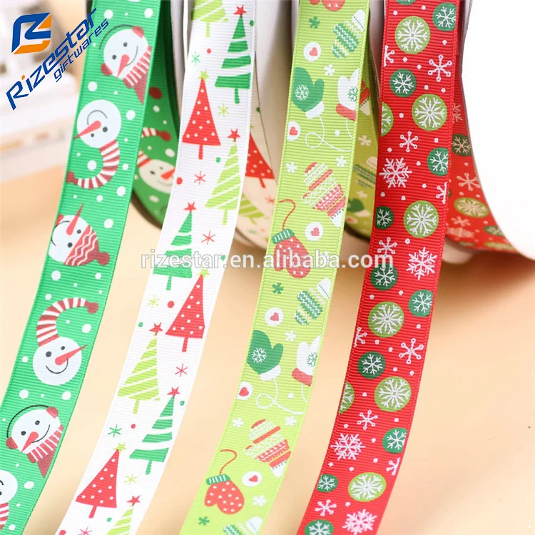
Оптовая продажа, роскошная корсажная лента из полиэстера с принтом рождественской елки, рождественские украшения, рождественские ленты 