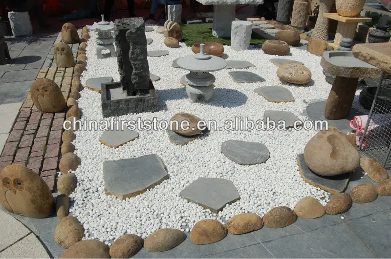 Paving stone & white pebble & steps
