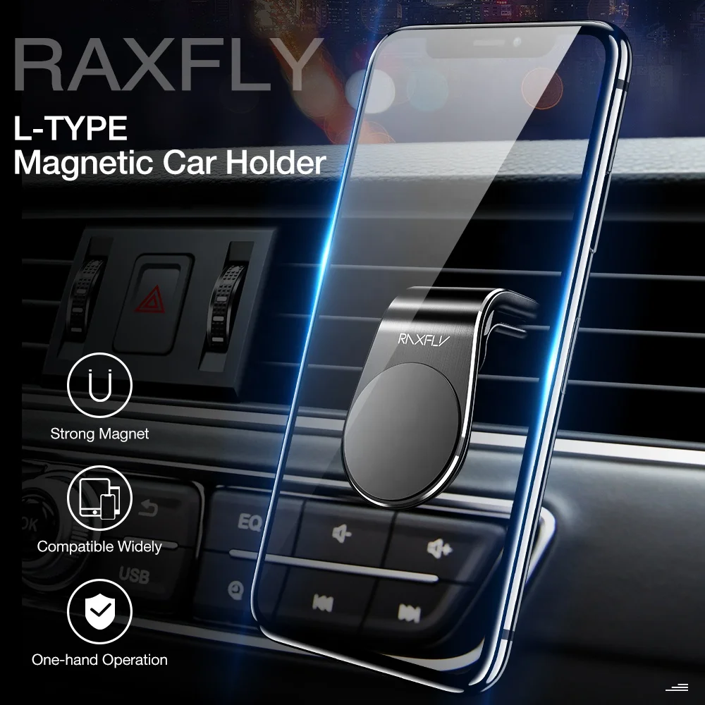 
Лидер продаж на Amazon, Магнитная подставка для мобильного телефона RAXFLY L-Type, крепление на вентиляционное отверстие, магнитный автомобильный держатель для телефона 