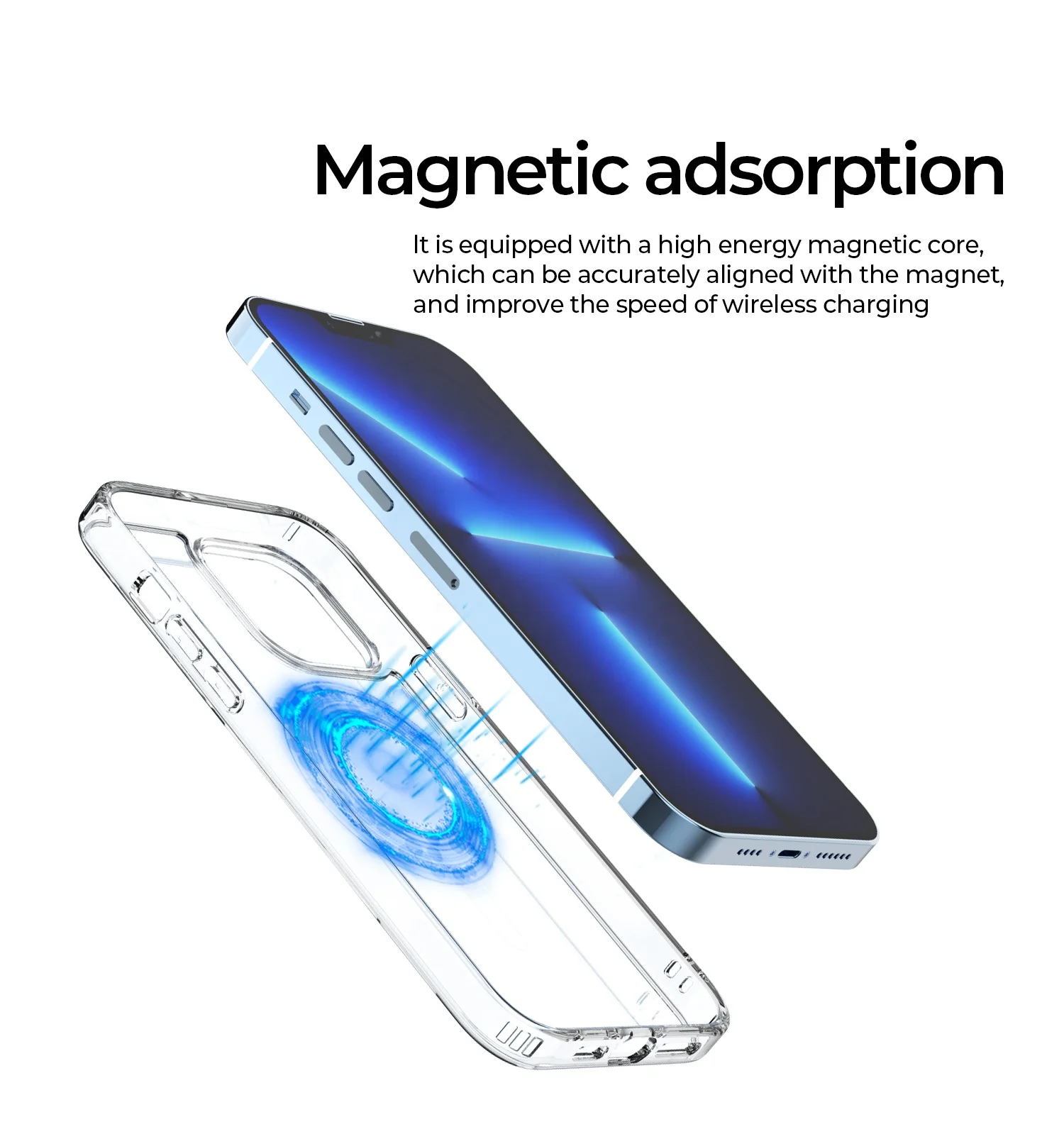 Противоударный прозрачный чехол iWolf из ТПУ и поликарбоната для сотового телефона Магнитный iPhone 13 Mini 14 Pro Max
