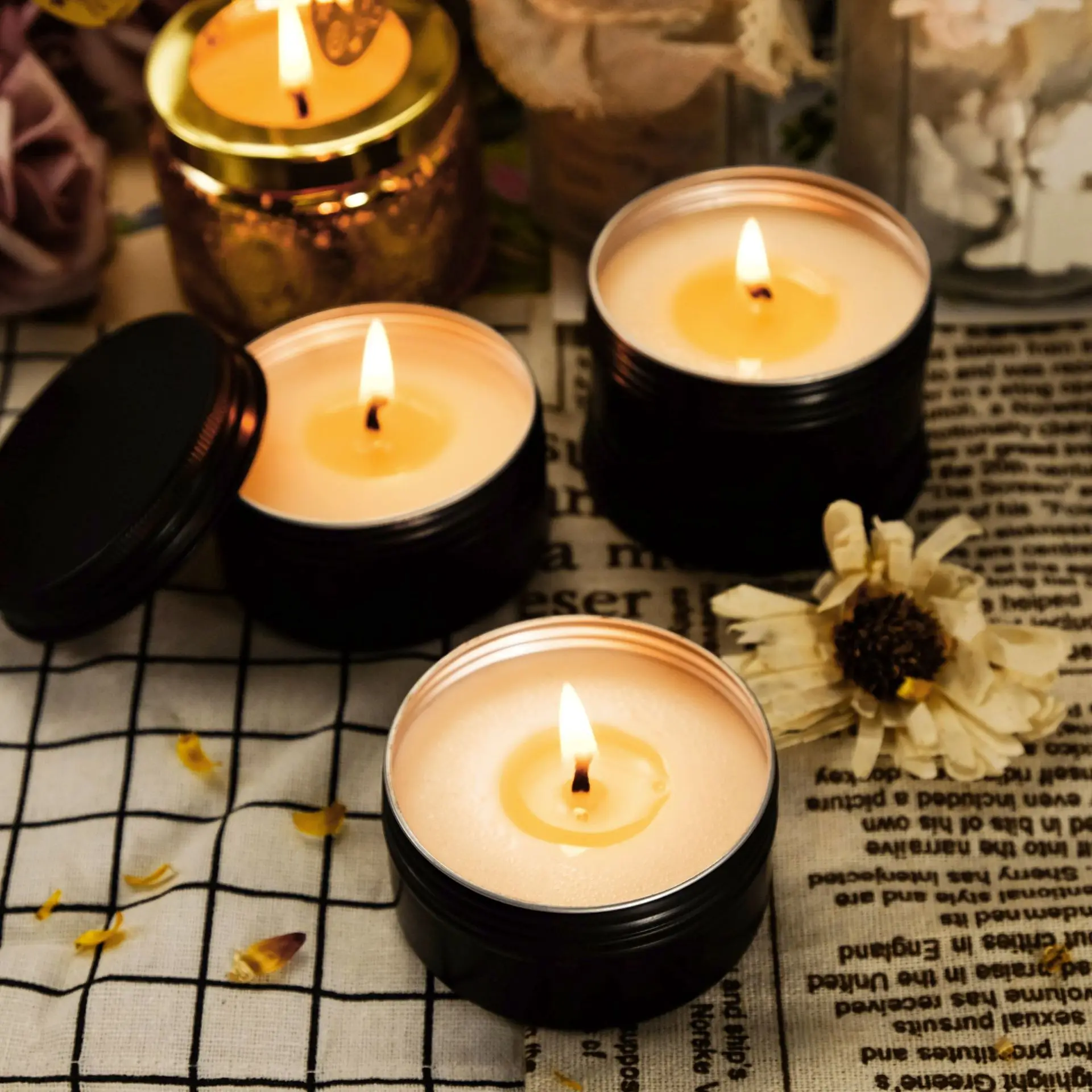 Ароматизированные свечи, черная Подарочная коробка, ароматические соевые свечи по индивидуальному заказу