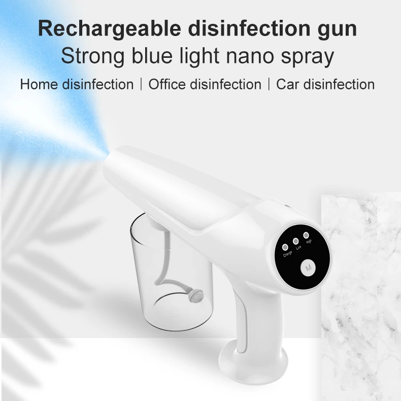 Wireless Alcoholic Sanitizing Sprayer Fogging Machine Disinfectant Atomizer UV Blue Light F8 Nano Mist Sanitization Gun