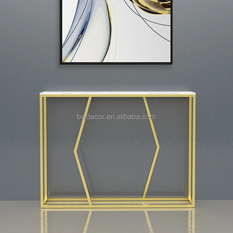 Мебель для гостиной Скандинавский современный металлический Мраморный Топ Золотой роскошный консольный столик для отеля