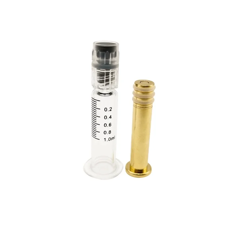 
 1 мл Золотой металлический Плунжер luer lock стеклянный шприц с печатным объемом  