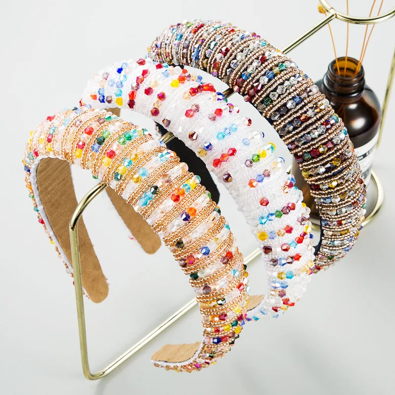 Женская повязка на голову со стразами, дизайнерские повязки на голову с кристаллами и бусинами, аксессуары, 2020