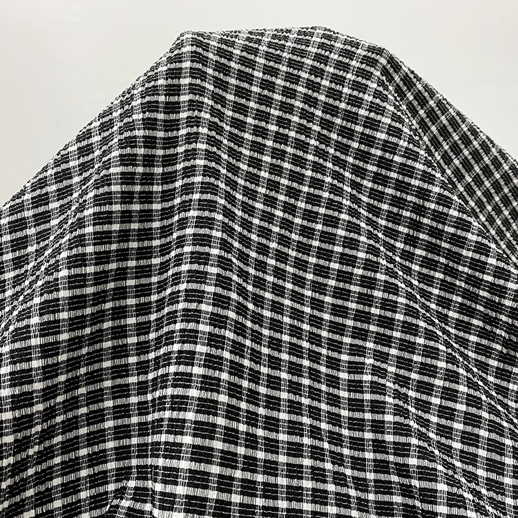 Урожай полиэстер спандекс тканая пряжа окрашенная трикотажная черно-белая классическая ткань для спортивной одежды
