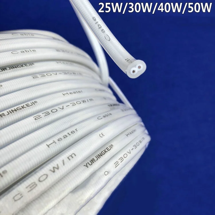 230 В, 40 Вт/м, силиконовый эластомерный изолированный параллельный кабель с постоянной мощностью, нагревательный белый провод для заморозки дверей