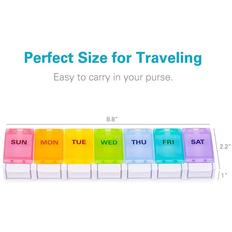 Пластиковый красочный чехол WSTA для путешествий недели 7 дней коробка для таблеток
