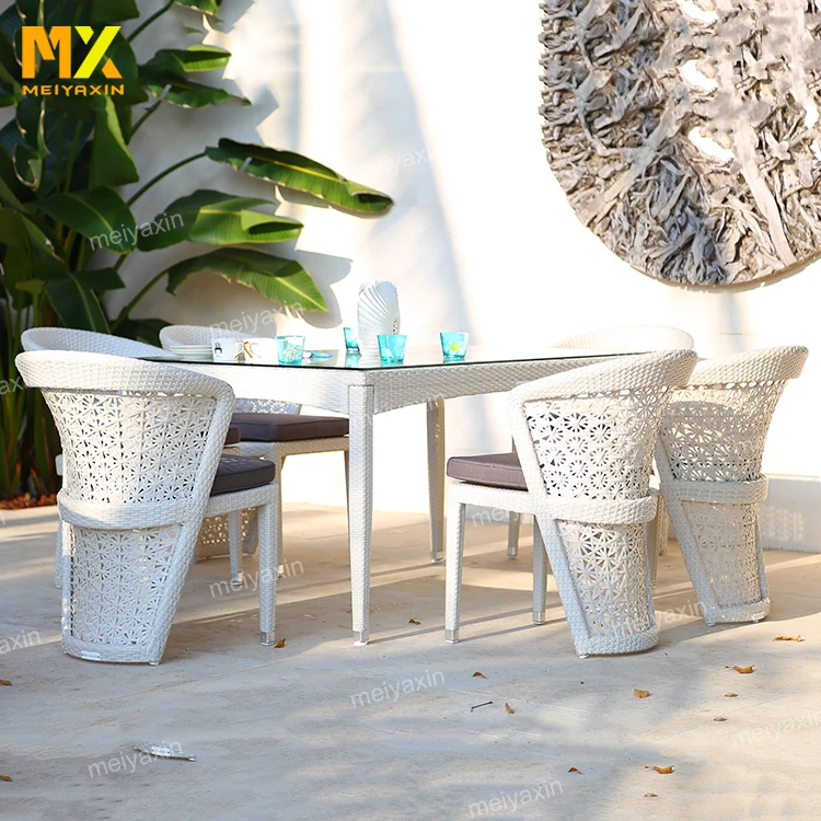 Новый дизайн MX, досуг, коммерческий белый pe ротанговый садовый обеденный открытый плетеный стул (принимаются заказы)