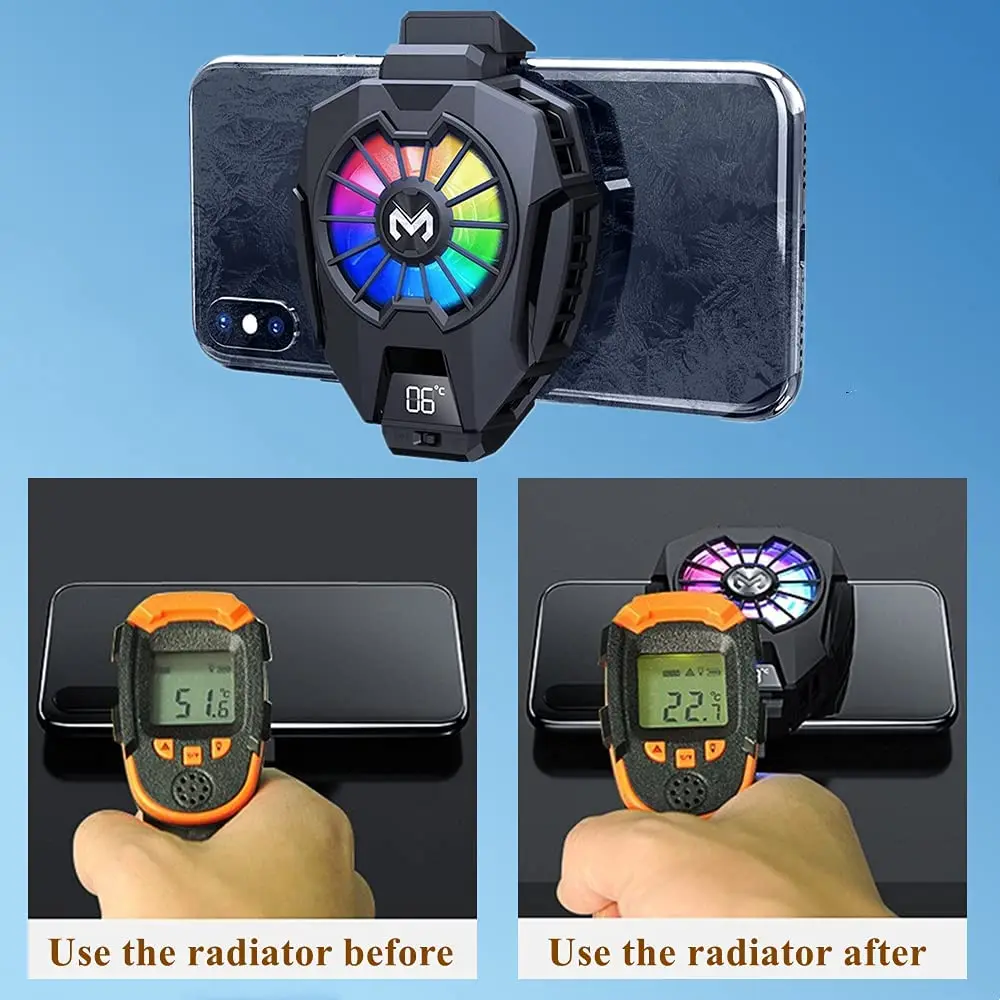 Хит продаж, Охлаждающий радиатор для мобильного телефона, охлаждающий вентилятор для сотового телефона с отображением температуры для видео в реальном времени, VLOG, мобильных игр