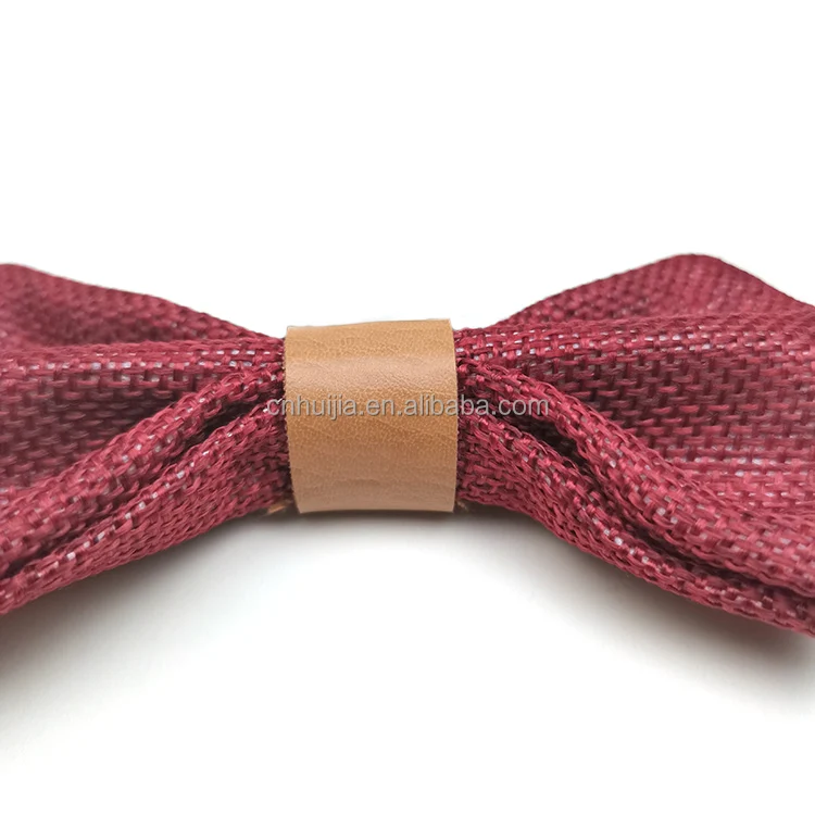 beautiful design china supplier Wholesale Solid Color red Linen adjustable bow tie for Wedding party groomsman