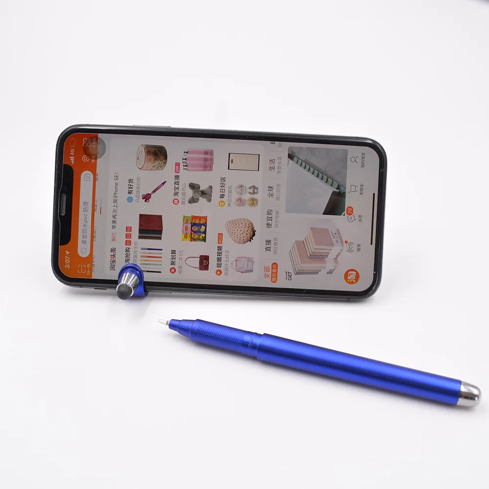 Лидер продаж, пластиковая многофункциональная шариковая ручка с отпечатком логотипа и сенсорным экраном с держателем для телефона