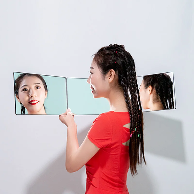 Заводское зеркало для самостоятельной стрижки волос 360, трехскладное зеркало для парикмахерской, самостоятельное зеркало на дверь