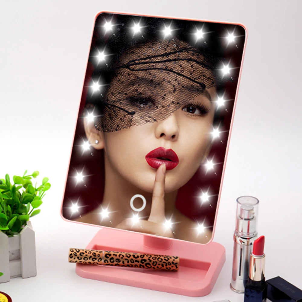 Настольное голливудское зеркало с 20 лампочками, с органайзером, вращающееся зеркало для макияжа со светодиодной подсветкой, 3 цвета