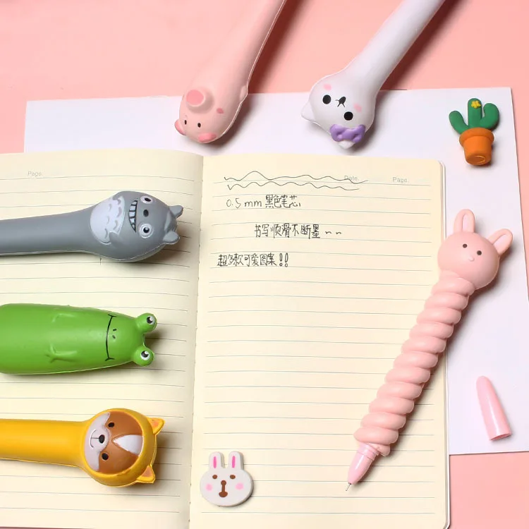 Индивидуальные милые Мультяшные декомпрессионные пластиковые цветные гелевые ручки kawai для маленькой девочки 0