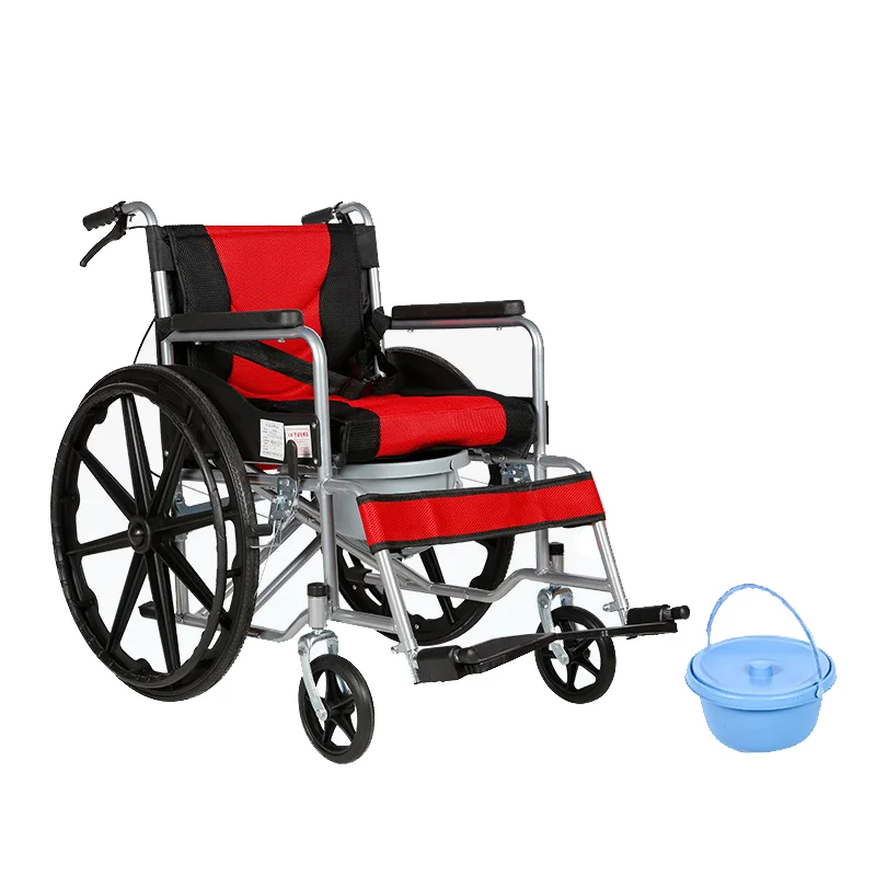 Wholesale Hot Sale Thickened Steel Wheelchair Folding Portable Toilet For Elderly Medical Handicap Patients Wheeled Chair