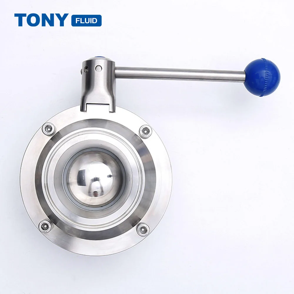 
 Санитарный клапан-бабочка TONY из нержавеющей стали SS304 SS316L, тройной зажим, быстроразъемный Клапан-Бабочка  